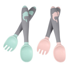 4 Sets Safe Baby Tableware With Anti-Skid Spoon And Fork