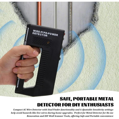 Wire Pipe Power Detector Adjustable Alert Stud Finder Wall Scanner Sensitivity 5.8 X 3.1 Inch Plastic Metal With Handle 2