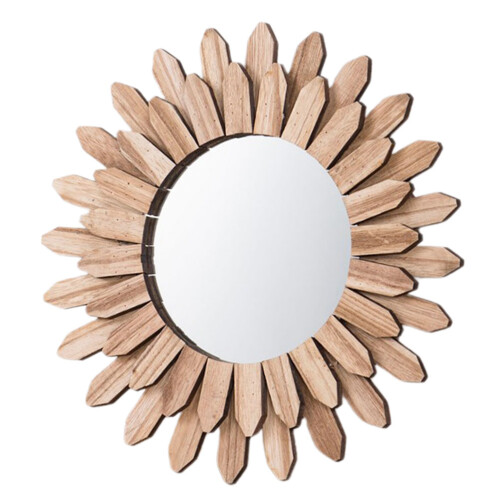 2Pcs Wall Hanging Mirror With Wooden Frame For Bathroom Decor 1