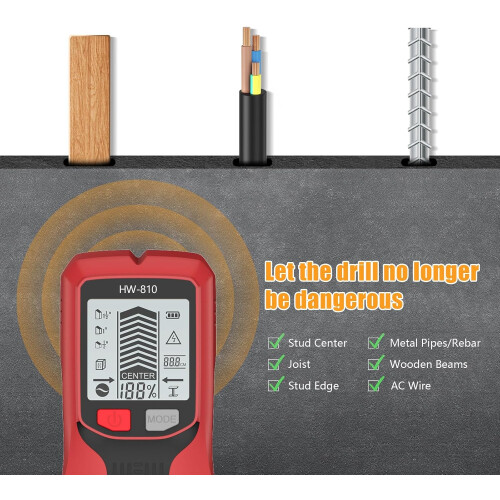 Advanced Handheld Wall Detector 5 In 1 Design Wall Scanner For Metal Wood Cable And Studs Detection Red 1