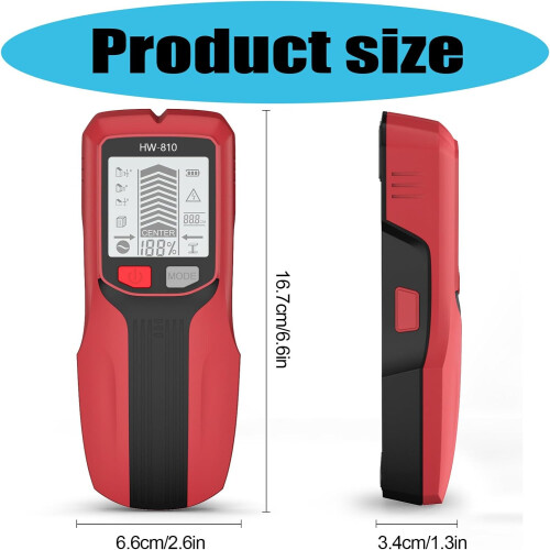 Advanced Handheld Wall Detector 5 In 1 Design Wall Scanner For Metal Wood Cable And Studs Detection Red 2