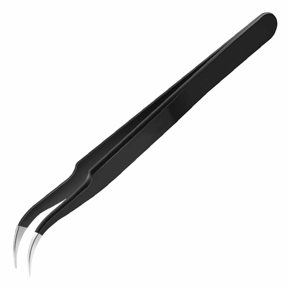 Eyelash Tweezers Curved Professional Stainless Steel Fine-Tip Lash Extension Tweezers