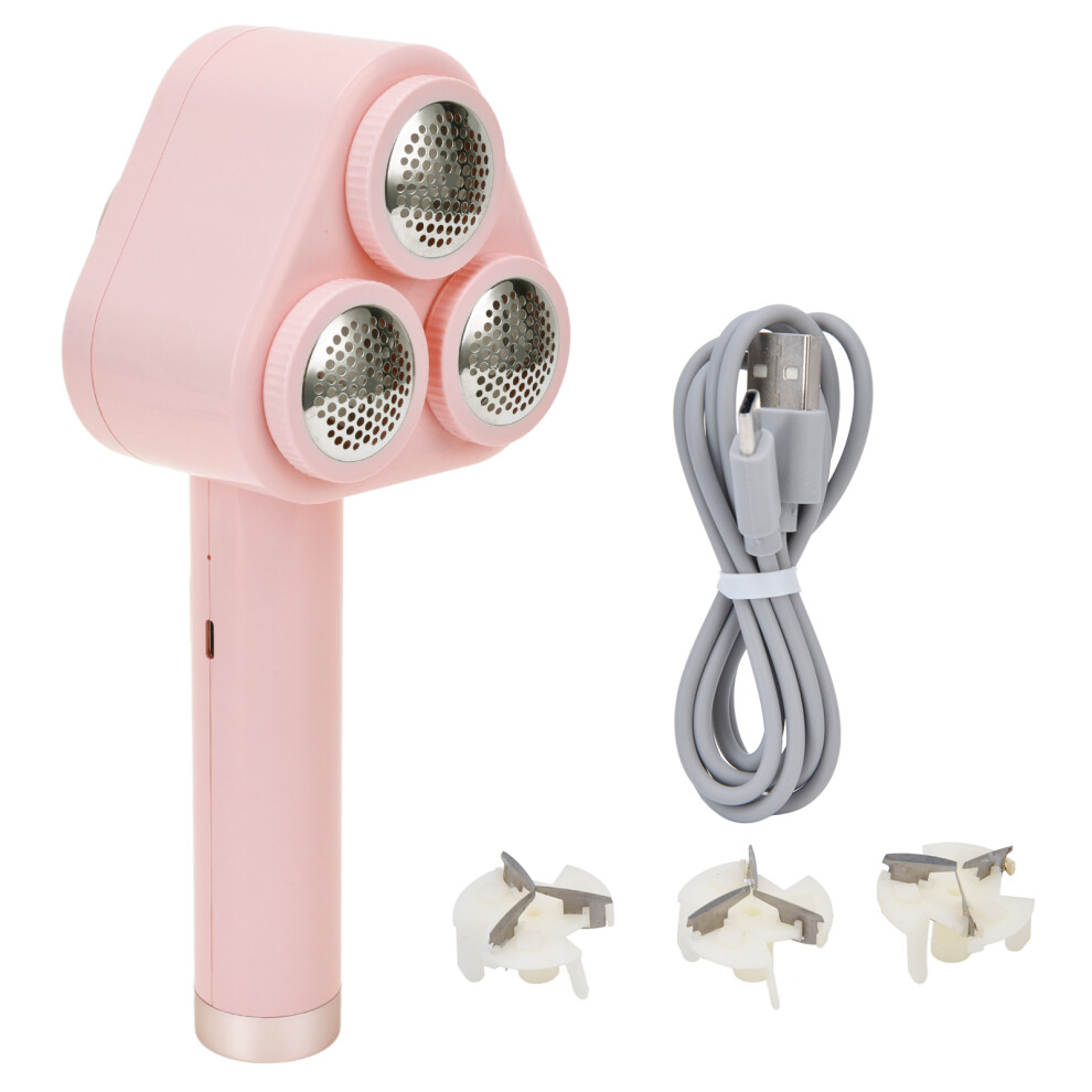 Pink (Pink) Hairball Trimmer 3 Head Usb Rechargeable Fabric Shaver