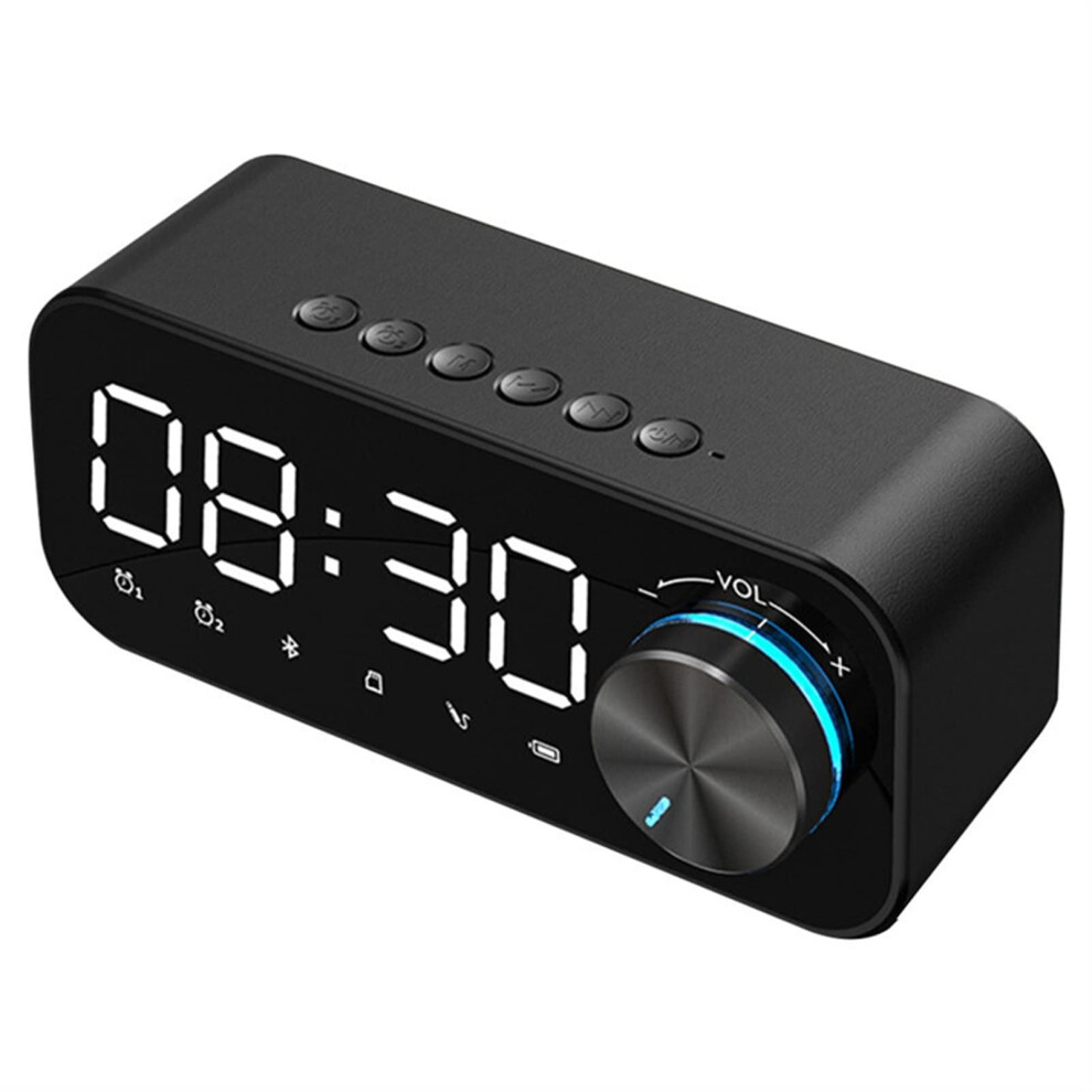 Wireless Bluetooth Alarm Clock Speaker, High Volume, Heavy Bass, Luminous, Multifunctional Desktop Bookshelf Black 9393856146147