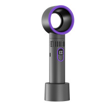 Multifuntional Digital Display Handheld Fan USB Rechargeable Bladeless 100-Speed Portable Outdoor Travel Dark Grey