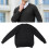 Herren V-Ausschnitt Strickpullover Langarm Casual Schwarz XL Größe 1