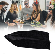 Großer schwarzer Samt-Hoodie-Mantel für Hexenkostüm, 150 cm Länge