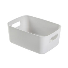 (Medium Apricot) PP Desktop Storage Basket Cosmetic Organizer with Handle Medium Gray