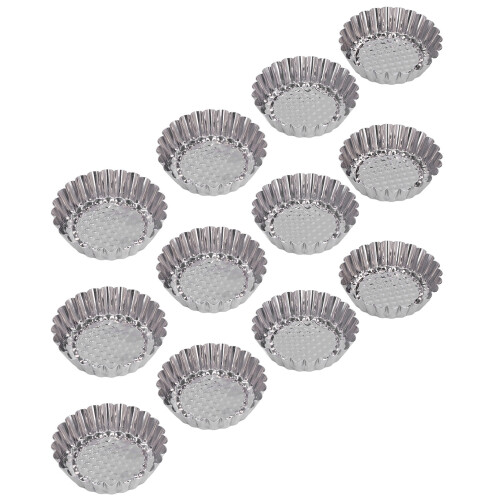 12PCS Stainless Steel Egg Tart Mold Round Cupcake Baking Tool 2