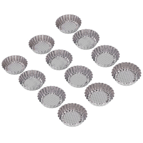 12PCS Stainless Steel Egg Tart Mold Round Cupcake Baking Tool 1