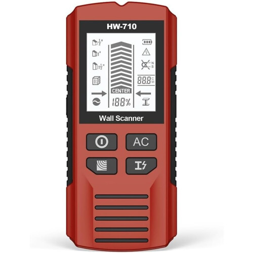 Portable LCD Display Stud Finder With Red Housing For Precise Material Detection In Home Improvement Projects 1