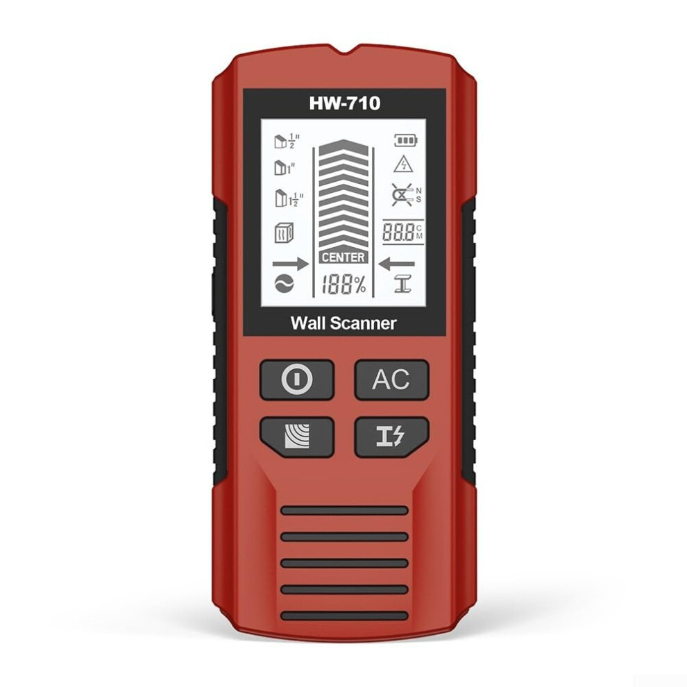 Portable Lcd Display Stud Finder With Red Housing For Precise Material Detection In Home Improvement Projects 9016109244734