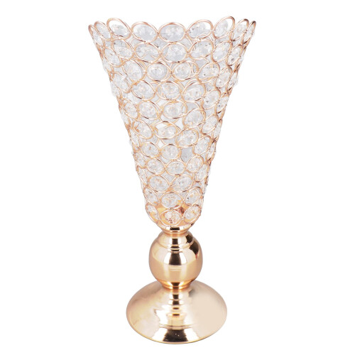 Crystal Candle Holder Electroplated Rustproof Vintage Gold 2
