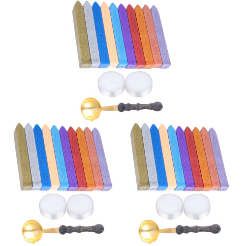 3 Sets 13Pcs Vintage Sealing Wax Kit With Spoon And 1