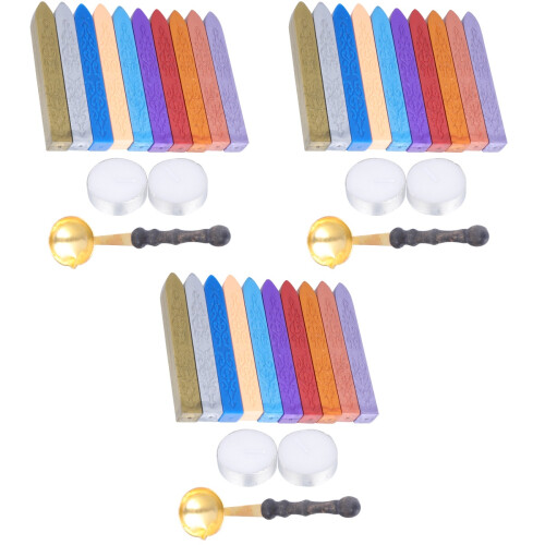 3 Sets 13Pcs Vintage Sealing Wax Kit With Spoon And 2