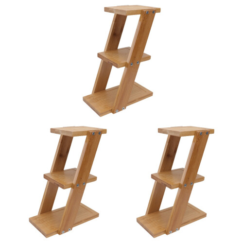 3 Pcs Multi-Layer Bamboo Flower Rack Desktop Plant Stand Storage Shelf 1