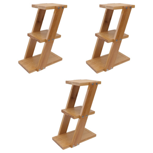 3 Pcs Multi-Layer Bamboo Flower Rack Desktop Plant Stand Storage Shelf 2