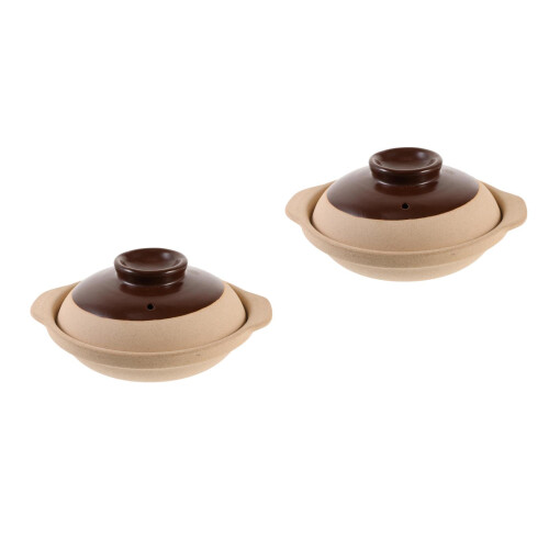 2 Pcs Ceramic Soup Casserole Stew Pot For Kitchen Cooking 2