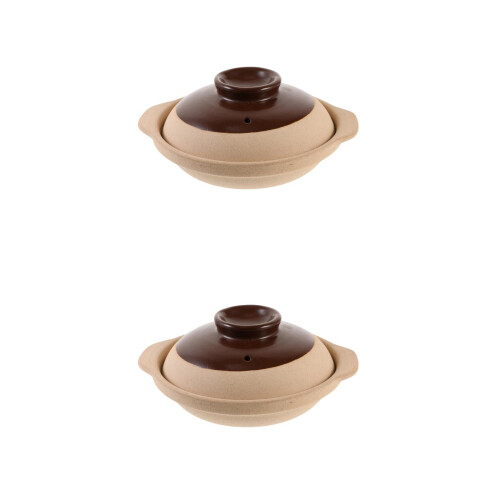 2 Pcs Ceramic Soup Casserole Stew Pot For Kitchen Cooking 1