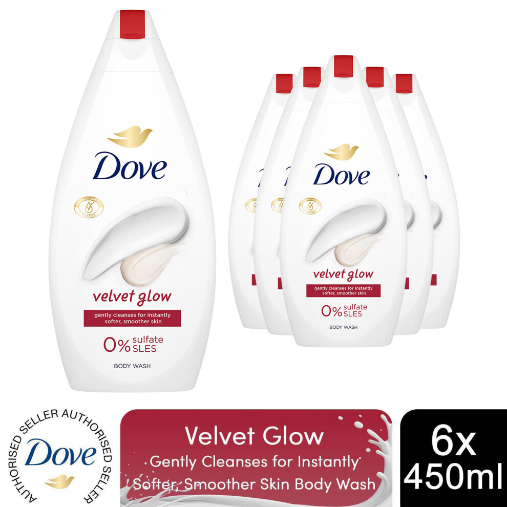 Dove Velvet Glow Body Wash 0% Sulfate Sles 450Ml, 6Pk