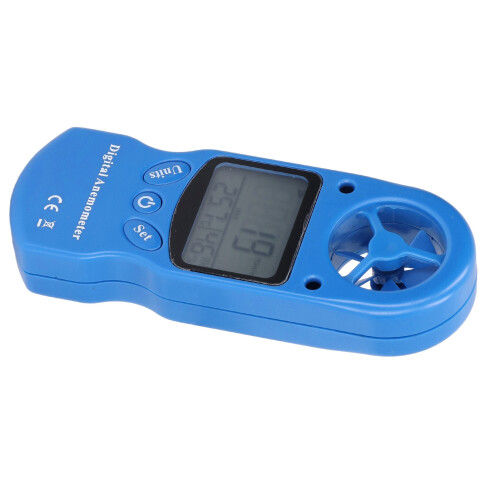 3V Digital Anemometer Wind Speed Meter Blue Temperature Gauge 1
