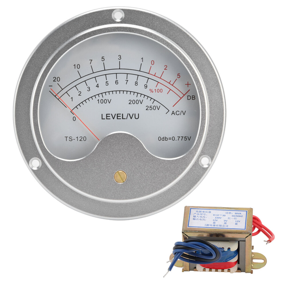 (Black) Vu Meter 120Mm 12V Aluminium Alloy Sensitive Pointer Silver 685922861252