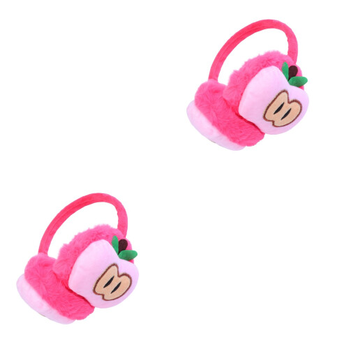 2Pcs Apple Designed Kids Thickened Plush Ear Muffs For Winter 2
