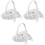 3pcs Heart-Shaped Wedding Ring Pillow with Handle 3