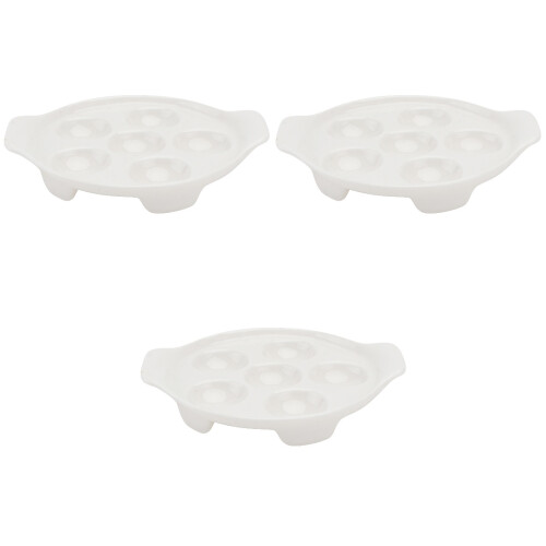 3 Pieces Baked Snail Plate White Baking Dish Restaurant Escargot 2