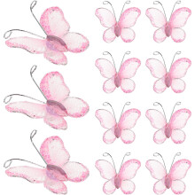 200 Pcs Sheer Mesh Wire Glitter Pink