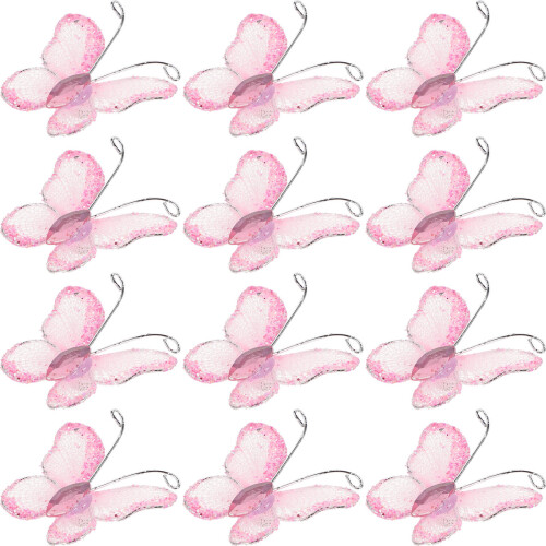 200 Pcs Sheer Mesh Wire Glitter Pink 1