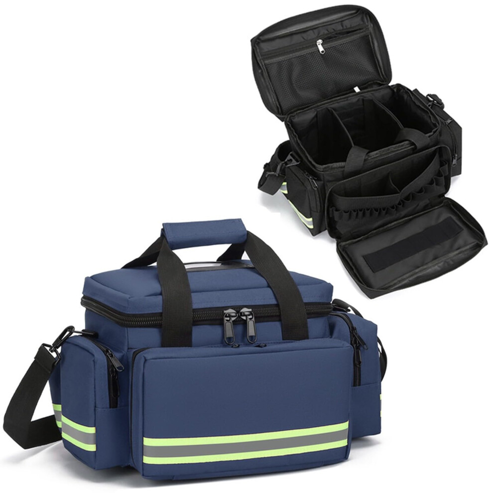 Emergency Responder Trauma Bag Empty, Large First Aid Bag With Inner Dividers And Non-Scratch Bottom For EMS Paramedics