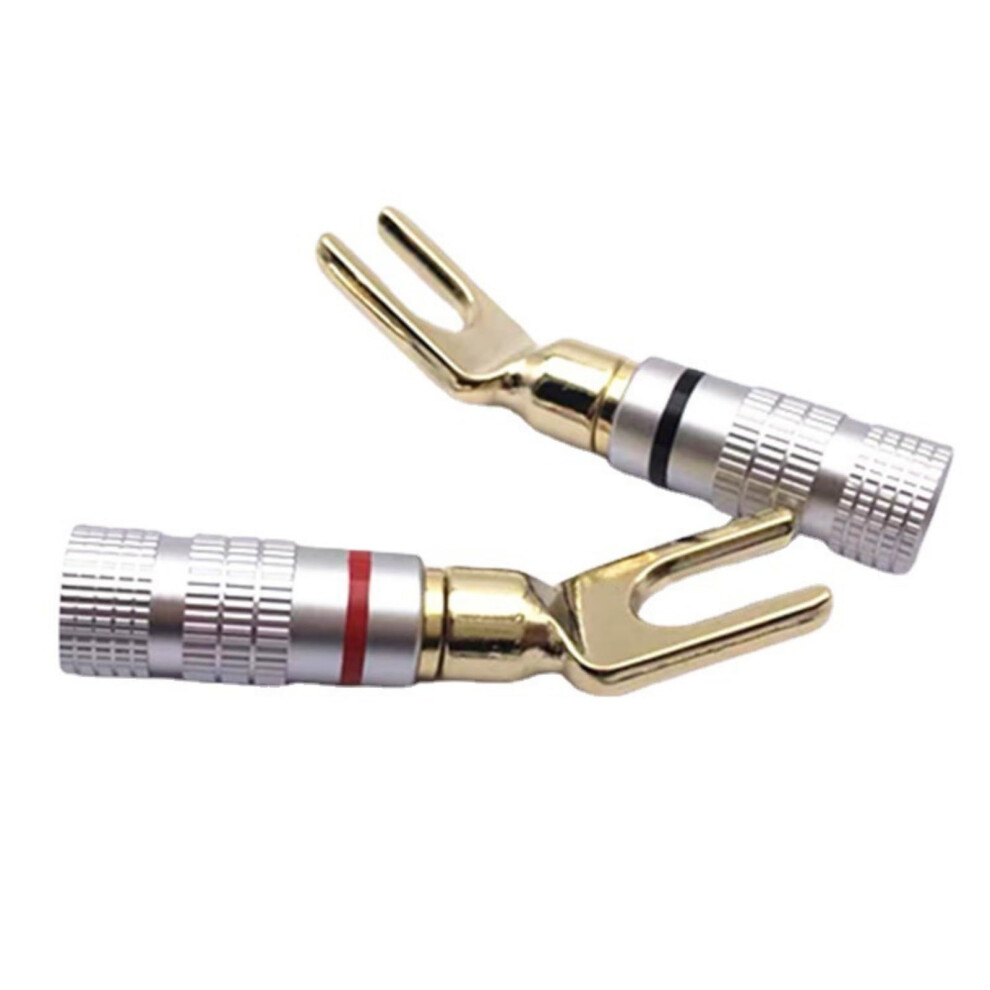 Plated 4Mm Banana Fork Loudspeaker Wire Connector Solder High Conductivity Y Spade Plug Gold 9016109245403