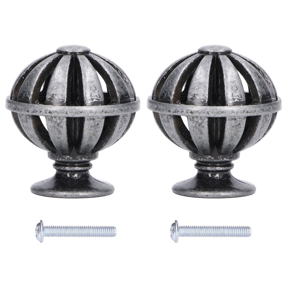 (366 Birdcage Bright Chrome) 2Set Cabinet Knob Birdcage Hollow Zinc Alloy Antique Silver 685922863256