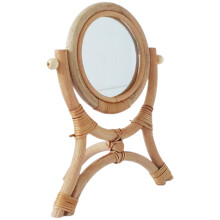 5Pcs Rustic Rattan Desk Mirror For Makeup And Decorative Use