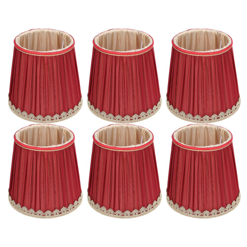 Small Fabric Wine Red Lampshade with Gold Edge for E14 Lamp 1