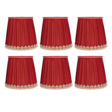 Small Fabric Wine Red Lampshade with Gold Edge for E14 Lamp