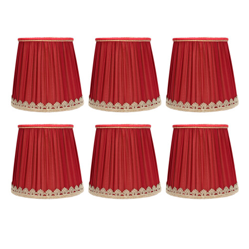 Small Fabric Wine Red Lampshade with Gold Edge for E14 Lamp