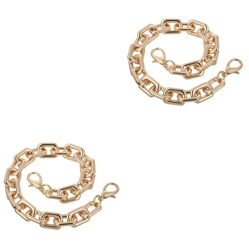2 Pcs One-Shoulder Tote Metal Chain Short Bag Replacement Handle 2
