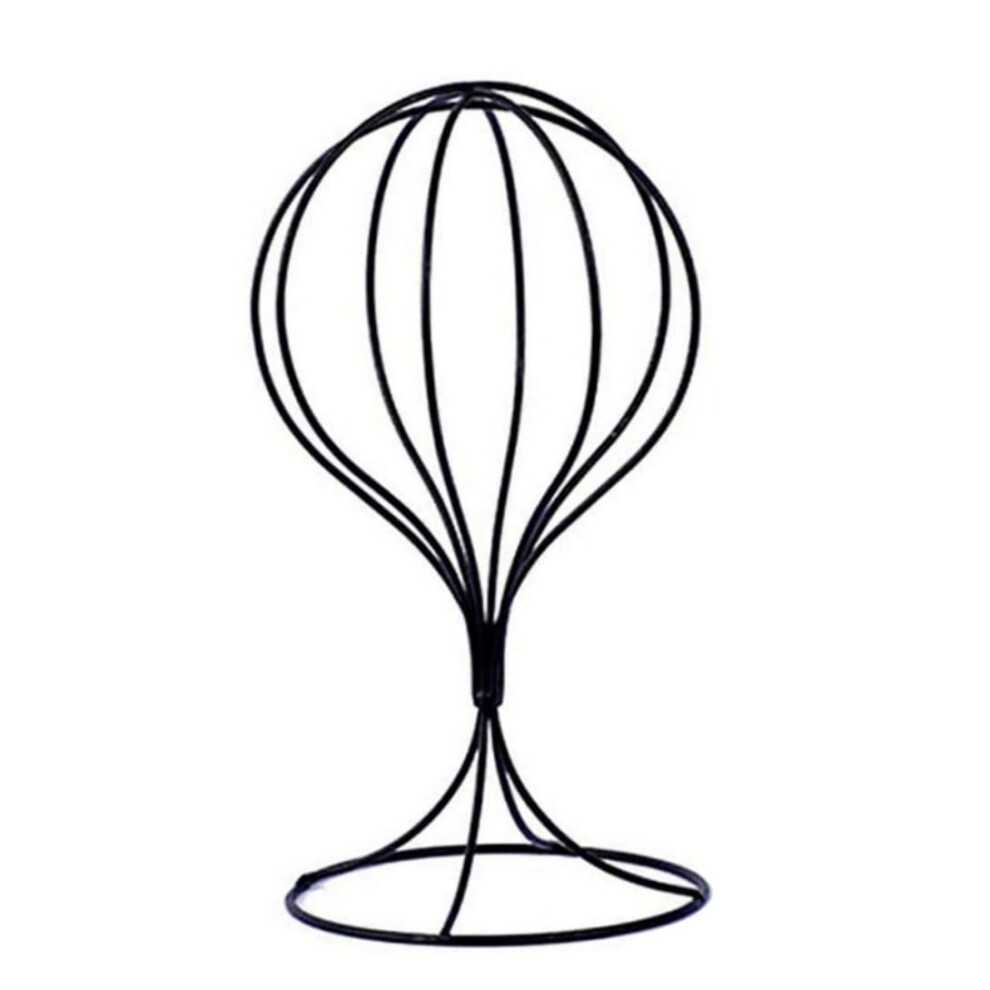 Black Wig Stand Iron For Short Wigs, Portable Hat Display Rack, 30X16cm Hair Styling Wig Holder