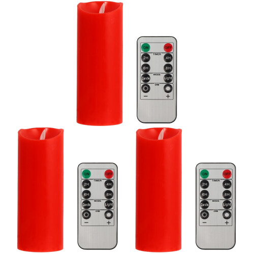 3 Sets Red LED Candle Lamps Smokeless with Remote 2