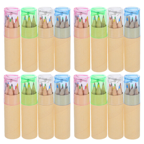 16 Sets Mini Colored Pencils with Sharpener in Tube