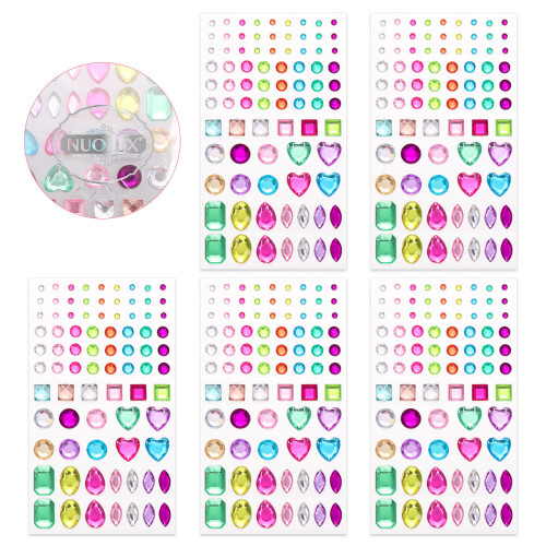 2 Pack Square Rhinestone Stickers Self-Adhesive Gems Child