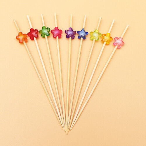 100Pièces Bâtonnets Bambou Multicolores Pour Apéritifs Fruits 2