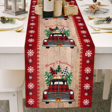 Christmas Gnome Table Runner Striped Cotton Linen Tablecloth