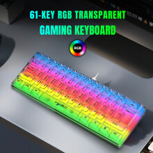 V700T 61-Key RGB Transparent Gaming Keyboard, 29.2*10.2*4.0cm