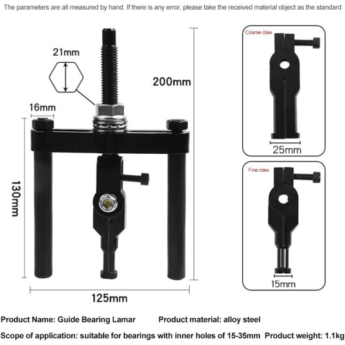 Two Claw Extractor For 15-35mm Bearings, Bearing Removal Tool, Two-Claw Design 1