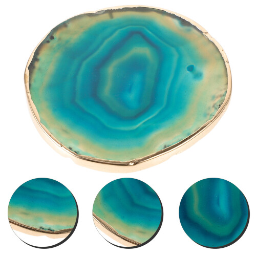 2 Pcs Agate Stone Coaster Round Heat Insulation Mug Pad 2