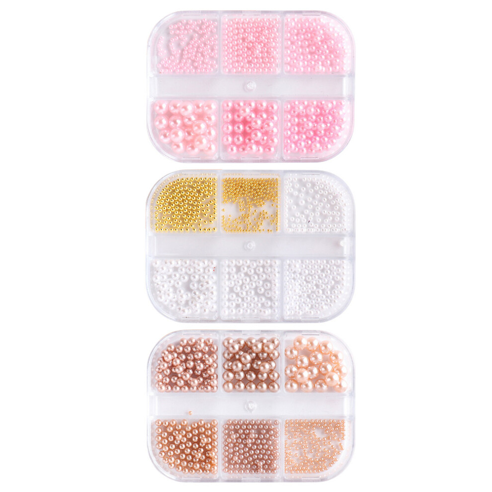 Ohphcall 6 Boxes Nail Art Beads Plastic Pearl Diy Manicure Ornaments