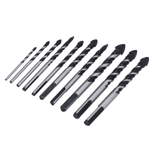 10 Pcs Masonry Drill Bits Set Carbide Tips with Case 2